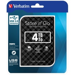 Verbatim Disque dur portable USB Store 'n' Go 3.0, 4 To, noir