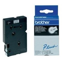Brother Gloss Laminated Labelling Tape - 12mm, Black White, 10-pk ruban d'étiquette TC