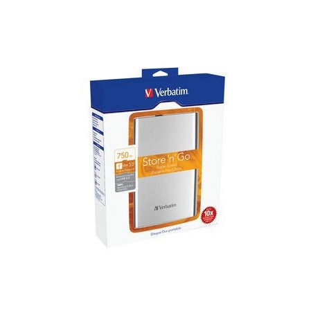 Verbatim 750GB Store 'n' Go USB 3.0 HDD disque dur externe 750 Go 5400 tr/min Micro-USB B 3.2 Gen 1 (3.1 Gen 1) Argent