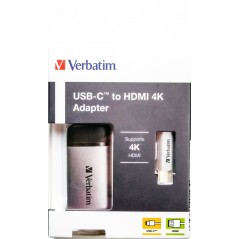 Verbatim 49143 câble vidéo et adaptateur 0,1 m USB Type-C HDMI Noir, Argent