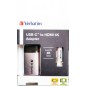 Verbatim 49143 câble vidéo et adaptateur 0,1 m USB Type-C HDMI Noir, Argent