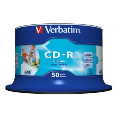 Verbatim CD-R AZO Wide Inkjet Printable no ID 700 Mo 52x 50 pièce(s)