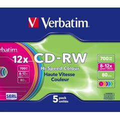 Verbatim CD-RW Colour 12x 700 Mo 5 pièce(s)