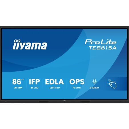 iiyama TE8615A-B1AG Écran d'affichage dynamique Écran plat interactif 2,17 m (85.6") Wifi 550 cd/m² 4K Ultra HD Noir Écran