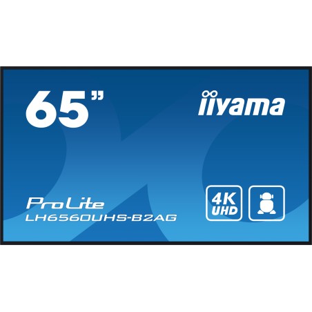 iiyama LH6560UHS-B2AG Écran d'affichage dynamique Carte A numérique 163,8 cm (64.5") LED Wifi 500 cd/m² 4K Ultra HD Noir