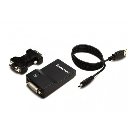 Lenovo USB 3.0 - DVI/VGA adaptateur graphique USB 2048 x 1152 pixels Noir