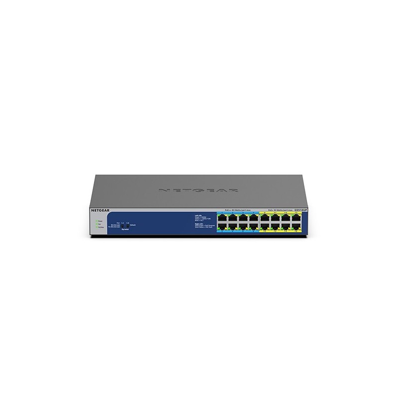 NETGEAR GS516UP Non-géré Gigabit Ethernet (10/100/1000) Connexion Ethernet, supportant l'alimentation via ce port (PoE) Gris