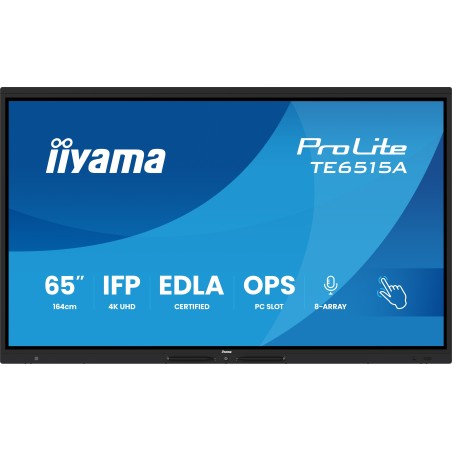 iiyama TE6515A-B1AG Écran d'affichage dynamique Écran plat interactif 163,8 cm (64.5") Wifi 550 cd/m² 4K Ultra HD Noir Écran