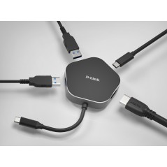 D-Link DUB-M420 station d'accueil Avec fil Thunderbolt 3 Aluminium, Noir
