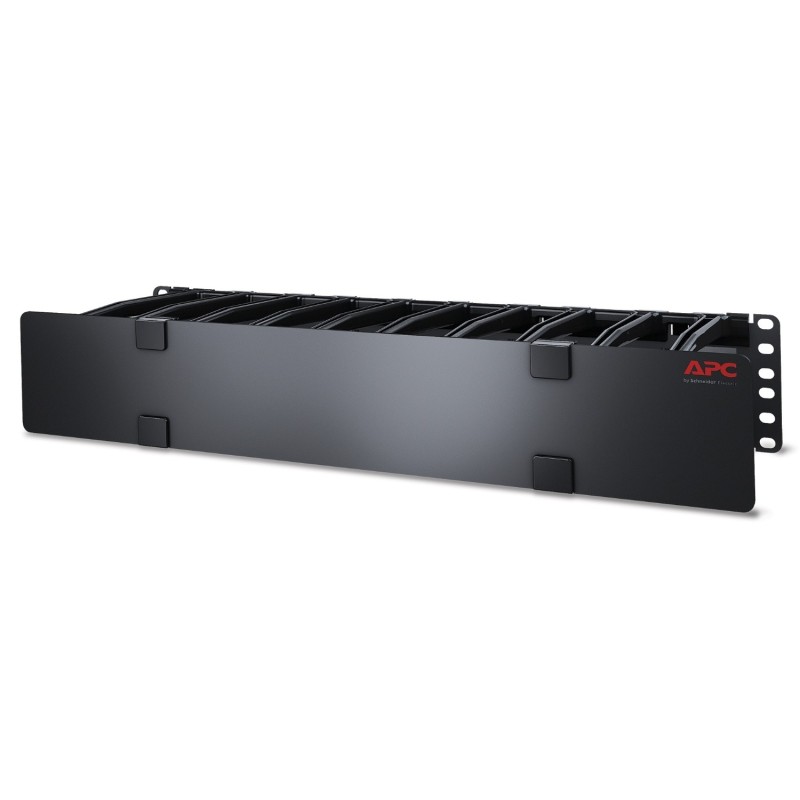 APC Passe-câbles horizontal, 2 U x 15 cm de profondeur, avec attaches de câbles sur plaque inférieure, un seul côté et capot