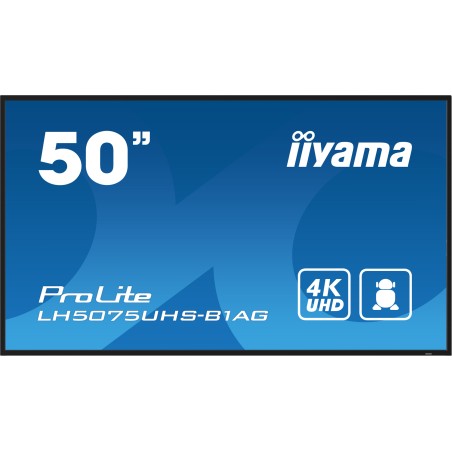 iiyama LH5075UHS-B1AG Écran d'affichage dynamique Écran plat de signalisation numérique 125,7 cm (49.5") LCD Wifi 500 cd/m² 4K