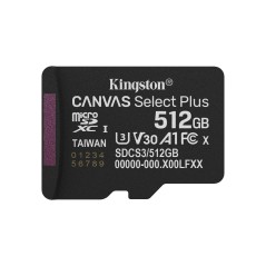 Kingston Technology 512GB microSDXC Canvas Select Plus Gen3 150MB s A1 (Adaptateur SD inclus)