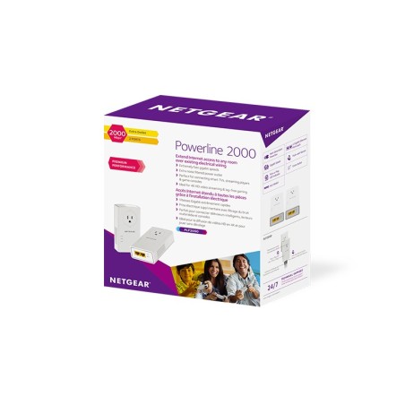 NETGEAR PLP2000-100FRS Adaptateur réseau CPL 2000 Mbit/s Ethernet/LAN Blanc 2 pièce(s)