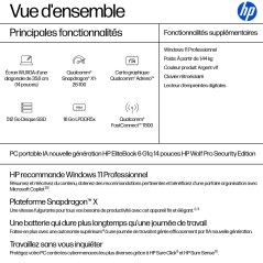 HP EliteBook 6 G1q Next Gen AI PC Wolf Pro Security Edition Copilot+ PC Snapdragon X1-26-100 Ordinateur portable 35,6 cm (14")