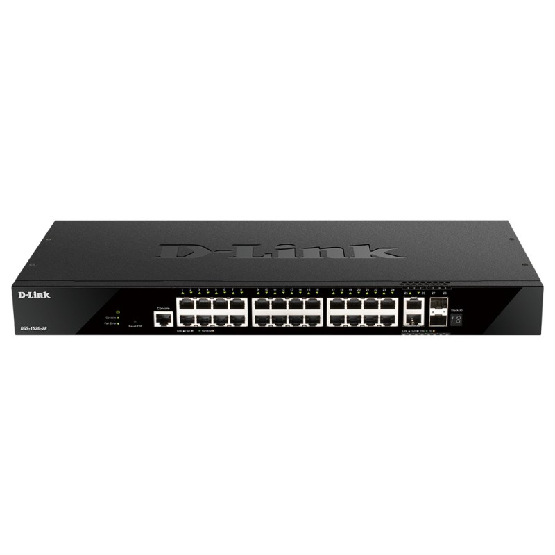 D-Link DGS-1520-28 commutateur réseau Géré L3 10G Ethernet (100/1000/10000) 1U Noir D-Link DGS-1520-28 commutateur réseau Géré L3 10G Ethernet (100/1000/10000) 1U Noir
