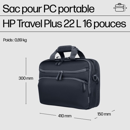 HP Sacoche pour PC portable Travel Plus 22L 16 pouces