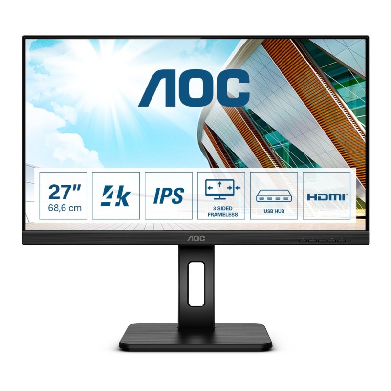 AOC P2 U27P2 écran plat de PC 68,6 cm (27") 3840 x 2160 pixels 4K Ultra HD LED Noir