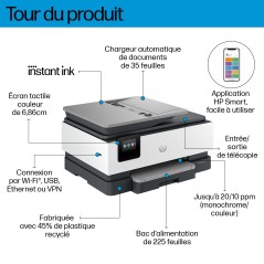 HP OfficeJet Pro 8132e Sans fil All-in-One Couleur Imprimante, Instant Ink Impression recto-verso