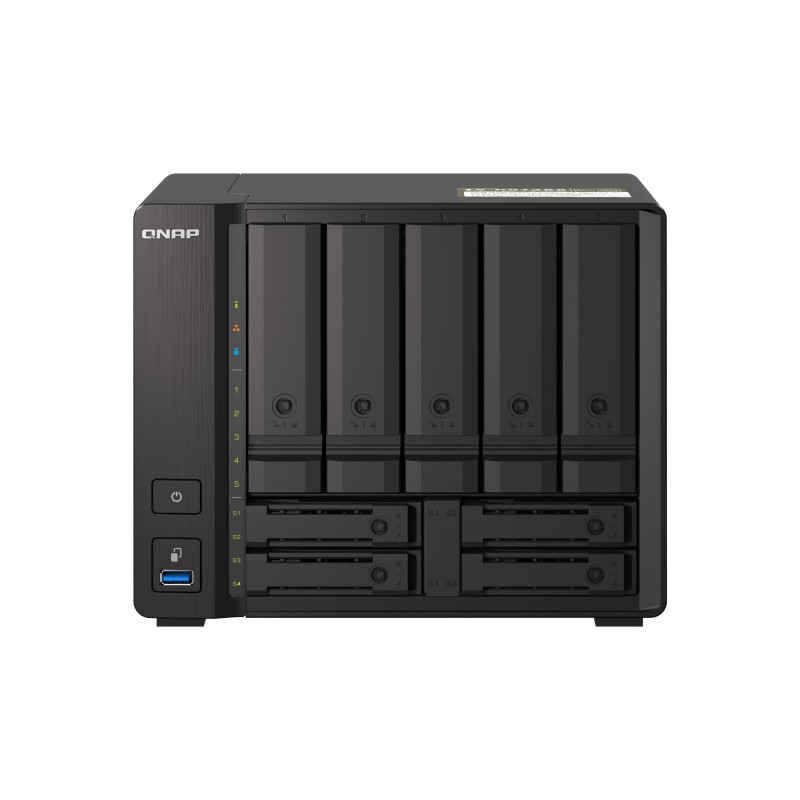QNAP TS-H973AX NAS Tower Ryzen Embedded V1500B 8 Go DDR4 0 To QuTS hero Noir
