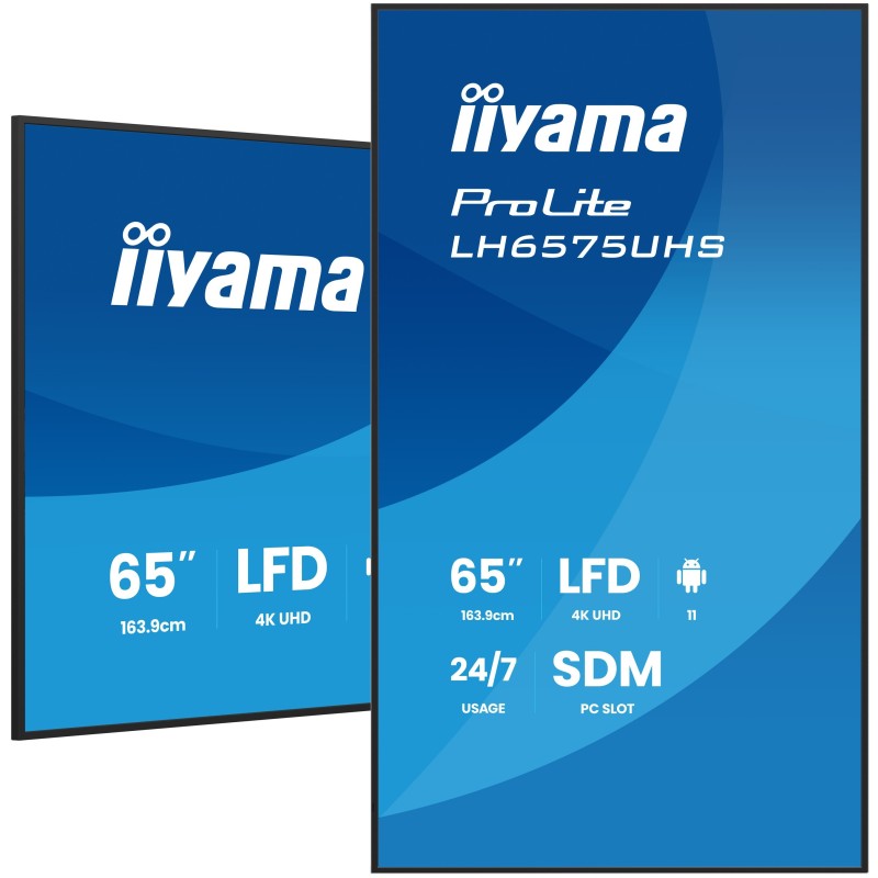 iiyama LH6575UHS-B2AG Écran d'affichage dynamique Écran plat de signalisation numérique 163,8 cm (64.5") LCD Wifi 500 cd/m² 4K iiyama LH6575UHS-B2AG Écran d'affichage dynamique Écran plat de signalisation numérique 163,8 cm (64.5") LCD Wifi 500 cd/m² 4K