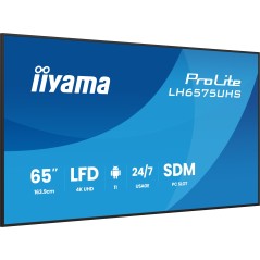 iiyama LH6575UHS-B2AG Écran d'affichage dynamique Écran plat de signalisation numérique 163,8 cm (64.5") LCD Wifi 500 cd m² 4K