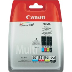 Canon CLI-551 C M Y BK w sec cartouche d'encre 4 pièce(s) Original Rendement standard Noir, Cyan, Magenta, Jaune