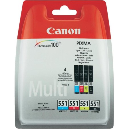 Canon CLI-551 C M Y BK w sec cartouche d'encre 4 pièce(s) Original Rendement standard Noir, Cyan, Magenta, Jaune