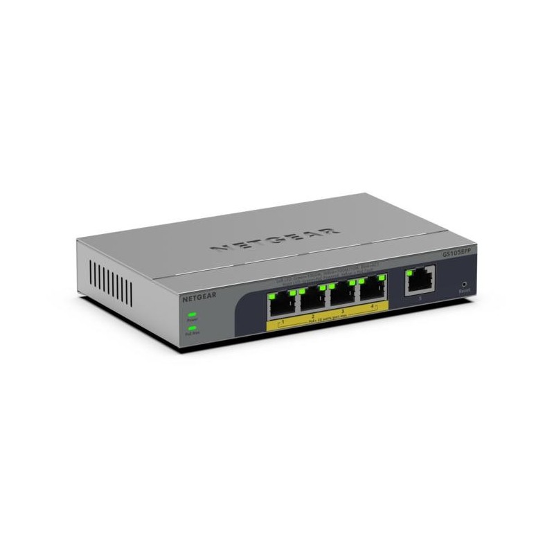 NETGEAR GS105EPP Non-géré Gigabit Ethernet (10/100/1000) Connexion Ethernet, supportant l'alimentation via ce port (PoE) NETGEAR GS105EPP Non-géré Gigabit Ethernet (10/100/1000) Connexion Ethernet, supportant l'alimentation via ce port (PoE)