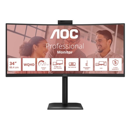 AOC CU34E4CW/75 écran plat de PC 86,4 cm (34") 3440 x 1440 pixels Noir