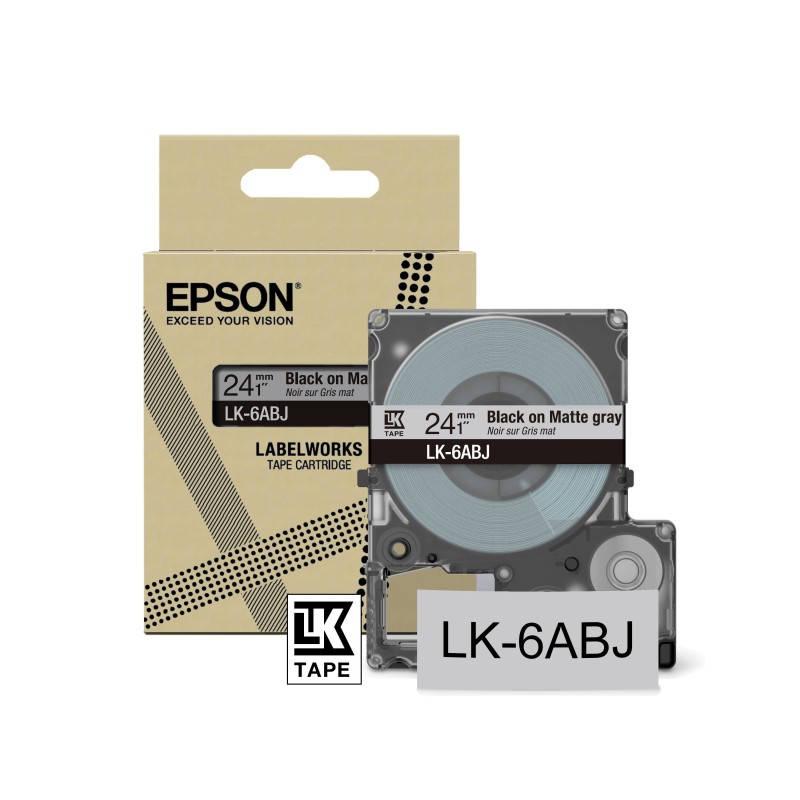 Epson C53S672088 ruban d'étiquette Noir sur gris LK Epson C53S672088 ruban d'étiquette Noir sur gris LK