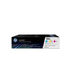 HP 126A pack de 3 toners LaserJet cyan magenta jaune authentiques