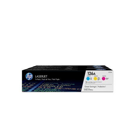 HP 126A pack de 3 toners LaserJet cyan magenta jaune authentiques