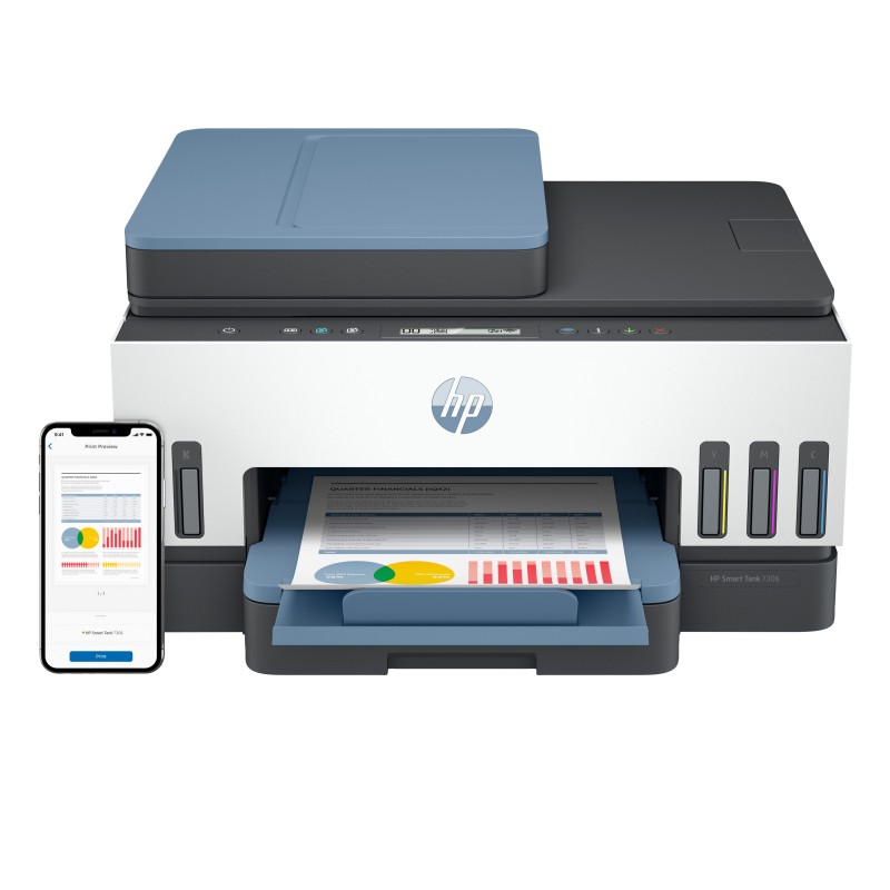 HP Smart Tank 7306 Sans fil All-in-One Couleur Imprimante, Impression recto-verso copieur, scanner HP Smart Tank 7306 Sans fil All-in-One Couleur Imprimante, Impression recto-verso copieur, scanner