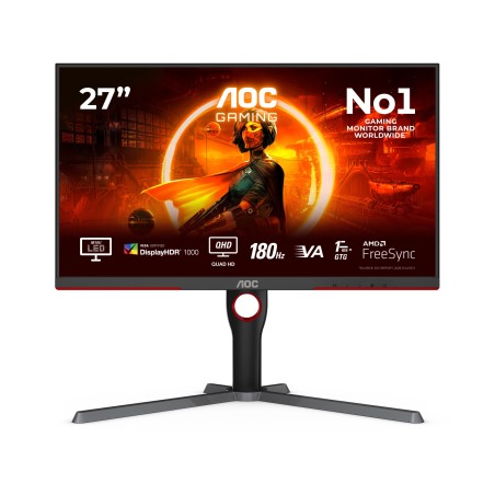 AOC G3 Q27G3XMN BK écran plat de PC 68,6 cm (27") 2560 x 1440 pixels 2K Ultra HD LED Noir, Rouge