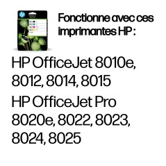 HP 912 Pack de 4 cartouches d'encre Noir/Cyan/Magenta/Jaune authentiques