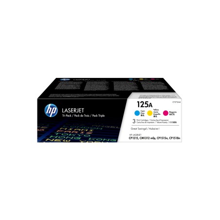 HP 125A pack de 3 toners LaserJet cyan magenta jaune authentiques