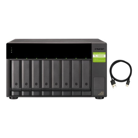 QNAP TL-D800C Boîtier de disques de stockage Boîtier disque dur/SSD Noir, Gris 2.5/3.5"