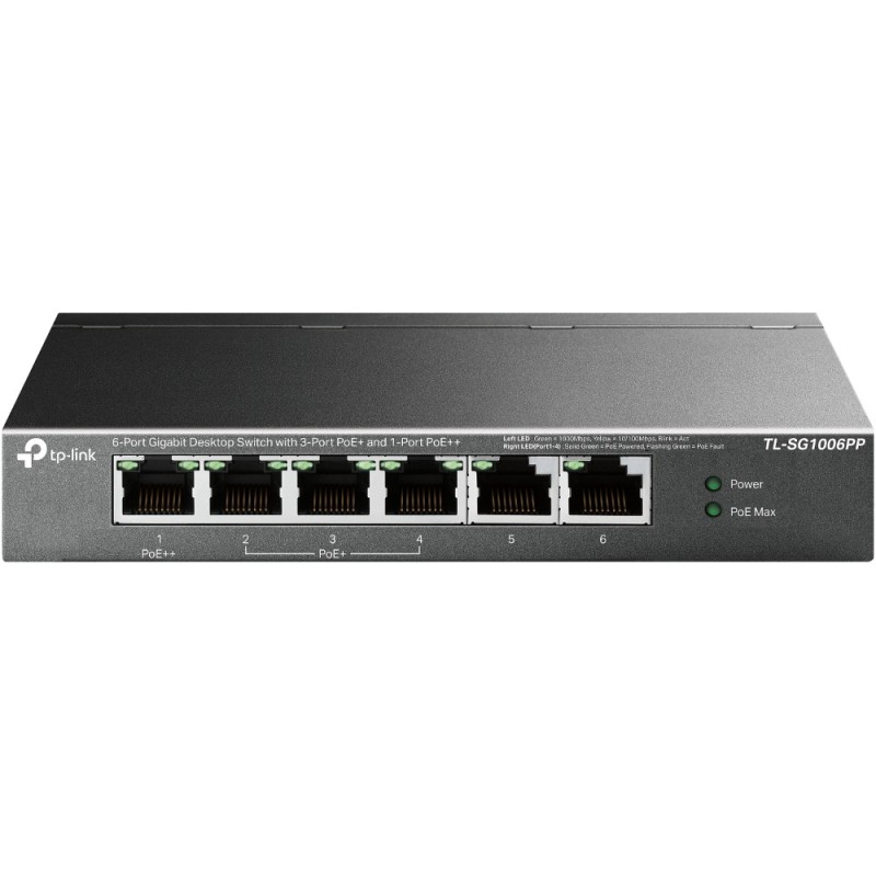 TP-Link TL-SG1006PP commutateur réseau Non-géré Gigabit Ethernet (10/100/1000) Connexion Ethernet, supportant l'alimentation TP-Link TL-SG1006PP commutateur réseau Non-géré Gigabit Ethernet (10/100/1000) Connexion Ethernet, supportant l'alimentation
