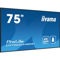 iiyama LH7565UHSB-B1 Écran d'affichage dynamique En forme de kiosk 189,2 cm (74.5") LED Wifi 800 cd m² 4K Ultra HD Noir Intégré