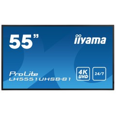 iiyama LH5551UHSB-B1 Écran d'affichage dynamique Écran plat interactif 137,2 cm (54") IPS 800 cd/m² 4K Ultra HD Noir 24/7