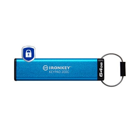 Kingston Technology IronKey Keypad 200C USB-C de 64 Go, FIPS 140-3 niveau 3 AES-256