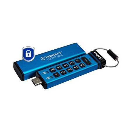 Kingston Technology IronKey Keypad 200C USB-C de 64 Go, FIPS 140-3 niveau 3 AES-256