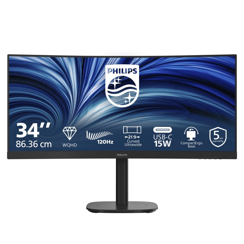 Philips 34B2N3500C/00 écran plat de PC 86,4 cm (34") 3440 x 1440 pixels Wide Quad HD LCD Noir