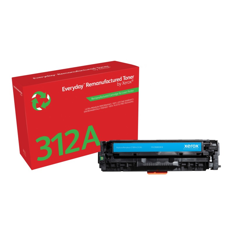 Toner remanufacturé Cyan Everyday™ de Xerox compatible avec HP 312A (CF381A), Capacité standard Toner remanufacturé Cyan Everyday™ de Xerox compatible avec HP 312A (CF381A), Capacité standard