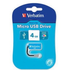 Verbatim Micro USB Drive 4GB - Caribbean Blue lecteur USB flash 4 Go USB Type-A 2.0 Bleu