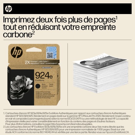 HP 924e Cartouche d’encre authentique Noir EvoMore