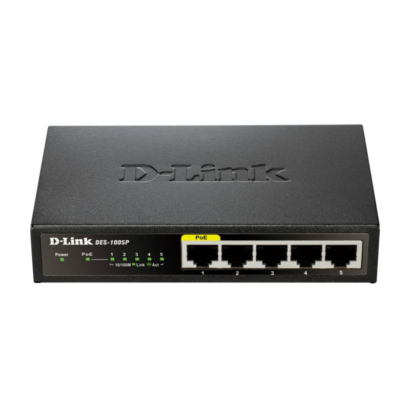 D-Link DES-1005P Non-géré L2 Fast Ethernet (10/100) Connexion Ethernet, supportant l'alimentation via ce port (PoE) Noir D-Link DES-1005P Non-géré L2 Fast Ethernet (10/100) Connexion Ethernet, supportant l'alimentation via ce port (PoE) Noir