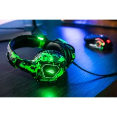 SureFire Skirmish Casque Avec fil Arceau Gaming USB Type-A Noir, Camouflage, Vert