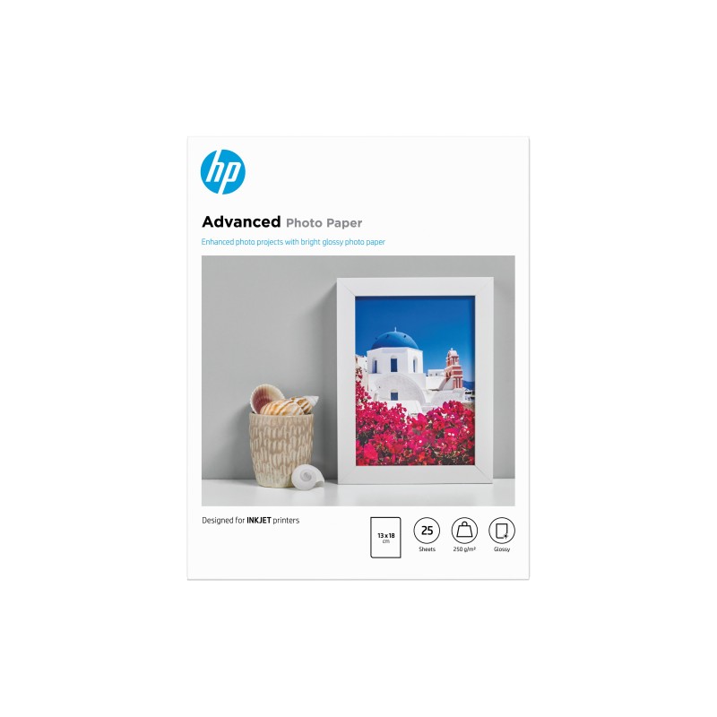 HP Papier photo Advanced, brillant, 250 g/m2, 13 x 18 cm (127 x 178 mm), 25 feuilles HP Papier photo Advanced, brillant, 250 g/m2, 13 x 18 cm (127 x 178 mm), 25 feuilles