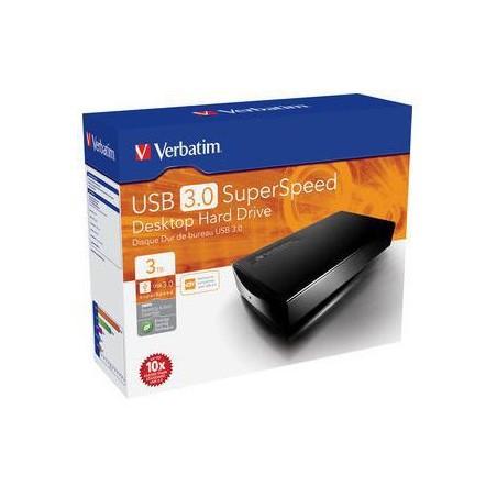 Verbatim 47662 disque dur externe 3 To 3.5" Noir